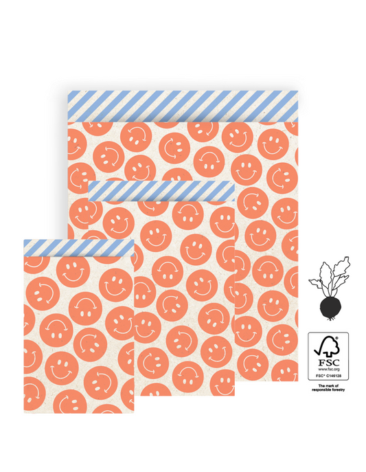 Flachbeutel "Smile" | 3x Größen | 5 Stück pro Set