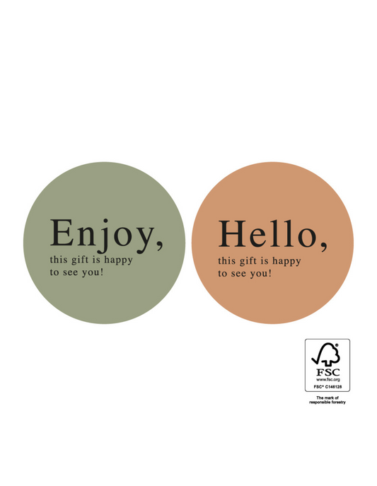 Geschenkaufkleber Duo | Enjoy & Hello | 12 Stück