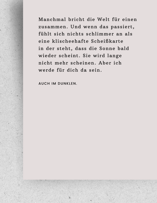 Trauerkarte “Auch im Dunkeln" / mit Umschlag