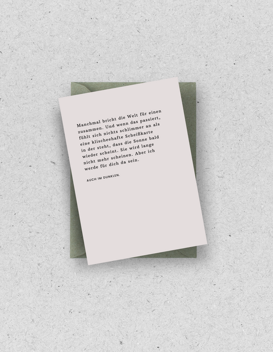 Trauerkarte “Auch im Dunkeln" / mit Umschlag